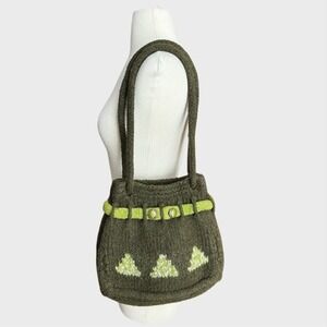 Handmade Forest Core Felted Wool Handbag mossy green trees goblin core whimsical